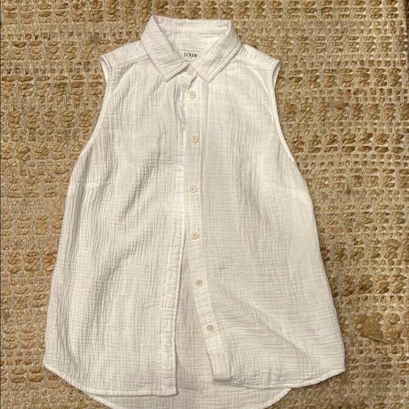 J.Crew White Sleeveless Button-Up Shirt - Picture 1 of 5
